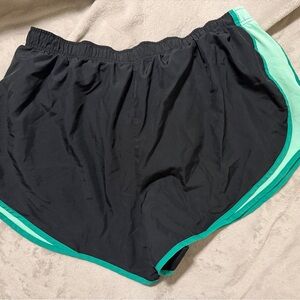 Nike Black and Teal Women's Athletic Shorts